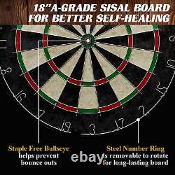 40 Dartboard Cabinet & Dart Board Set LED Lights 6 Steel Tip Darts and Flights