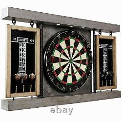 40 Dartboard Cabinet Set, Steel Tip Darts Official Size Game Room Sports Gray