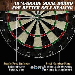 40 Dartboard Cabinet Set, Steel Tip Darts Official Size Game Room Sports Gray