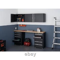 41.3 In. H X 72.2 In. W X 19 In. D Steel Garage Cabinet Set in Black (6-Piece)