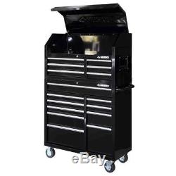 41 in. 16-Drawer Tool Chest and Rolling Tool Cabinet Set, Black NEW