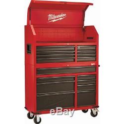 46In 16 Drawer Steel Rolling Lockable Tool Chest Cabinet Set Textured Red Black