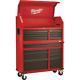 46in 16 Drawer Steel Rolling Lockable Tool Chest Cabinet Set Textured Red Black