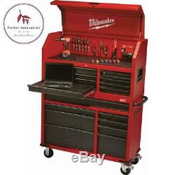 46 In. 16-Drawer Steel Tool Chest And Rolling Cabinet Set, Textured Red And Blac