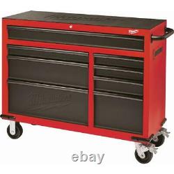 46 In. 16-Drawer Steel Tool Chest And Rolling Cabinet Set, Textured Red/Black