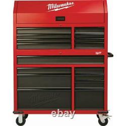 46 In. 16-Drawer Steel Tool Chest And Rolling Cabinet Set, Textured Red/Black
