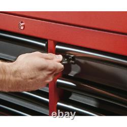 46 in. 16-Drawer Steel Tool Chest and Rolling Cabinet Set, Textured Red