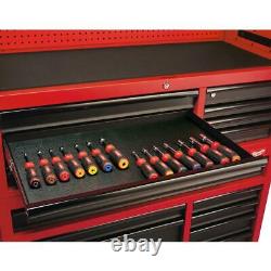 46 in. 16-Drawer Steel Tool Chest and Rolling Cabinet Set, Textured Red and