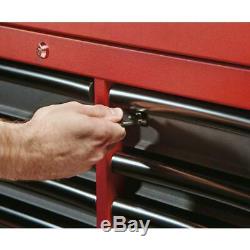 46 in. 16-Drawer Steel Tool Chest and Rolling Cabinet Set Textured Red and Blac