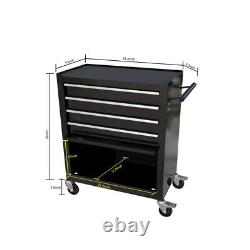 4-Drawer Rolling Tool Box Cart Tool Storage Cabinet Tool Chest with Tool Set Black