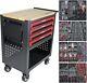 4-drawers Rolling Tool Cart Tool Storage Box Cabinet With Tool Set & Wooden Top