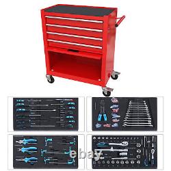 4 Drawers Rolling Tool Chest Cabinet Lockable Storage Cabinet with Tool Sets