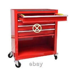 4 Drawers Tool Cabinet with Tool Sets-RED