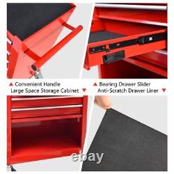 4 Drawers Tool Cabinet with Tool Sets-RED