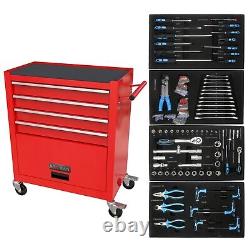 4 Drawers Tool Cabinet with Tool Sets-RED