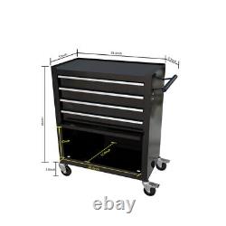 4 Drawers Tool Cabinet with Tool Sets with Wheels Tool Box with Handle-BLACK