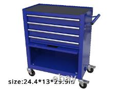 4 Drawers Tool Cabinet with Tool Sets with Wheels Tool Box with Handle-BLUE