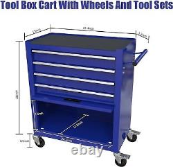 4 Drawers Tool Cart with Tool Set, Rolling Tool Box Storage with238 Piece Tool Kits