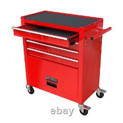4 Drawers Toolbox Storage Cabinet with Tool Set, Rolling Toolbox with Wheels