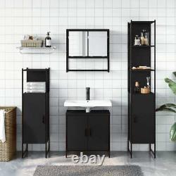4 Piece Bathroom Furniture Set Black Engineered Wood vidaXL vidaXL