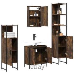 4 Piece Bathroom Furniture Set Smoked Oak Engineered Wood vidaXL vidaXL