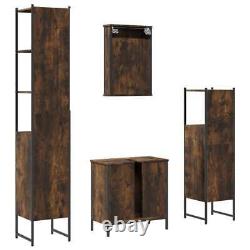 4 Piece Bathroom Furniture Set Smoked Oak Engineered Wood vidaXL vidaXL