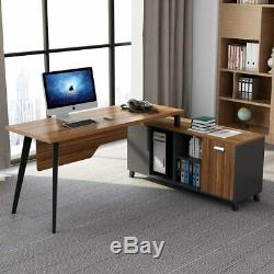 55 Executive Desk Modern Office Business Computer Desk with File Cabinet Combo