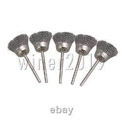 5pcs 25MM diameter end brushes Stainless Steel Wire Brush Drill End 1/8 shank