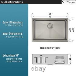5th Ave 32 inch Undermount Kitchen Sink with Complete Accessory Set
