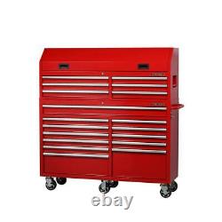 61 in. W 18-Drawer Combination Tool Chest and Rolling Cabinet Set in Gloss Red