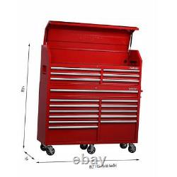 61 in. W 18-Drawer Combination Tool Chest and Rolling Cabinet Set in Gloss Red