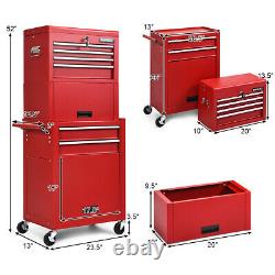 6-Drawer Rolling Tool Chest Cabinet Toolbox Combo Set Kit Locking withRiser Red