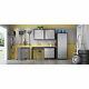 6-piece Fortress Textured Garage Set With Cabinets, Wall Units And Table In Grey