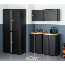 6-Piece Garage Cabinet Set Durable Steel Lockable Doors Magnetic Door Latches
