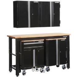 72 In. W X 98 In. H X 24 In. D Steel Garage Cabinet Set In Black (5-Piece)