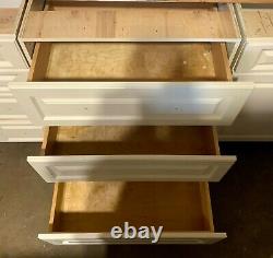 7 Piece White Cabinet Set No Sink 5 Base & 2 Uppers 11 Drawers Ventura Brand