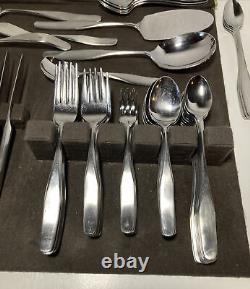 82 Piece Set Of Stainless Japan Flatware With China Cabinet Drawer Organizer