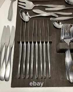 82 Piece Set Of Stainless Japan Flatware With China Cabinet Drawer Organizer