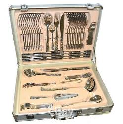 86pcs Silver Cutlery Set 18/10 Stainless Steel Quality Table Canteen Gift Xmas