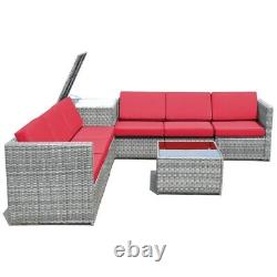 8PCS Outdoor Patio Furniture Sofa Set Rattan Wicker With Storage Cabinet Table