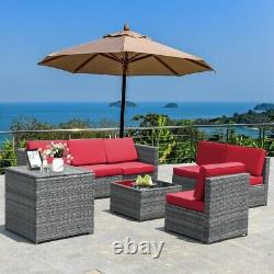 8PCS Outdoor Patio Furniture Sofa Set Rattan Wicker With Storage Cabinet Table