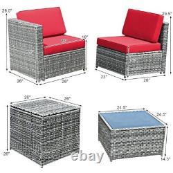 8PCS Outdoor Patio Furniture Sofa Set Rattan Wicker With Storage Cabinet Table