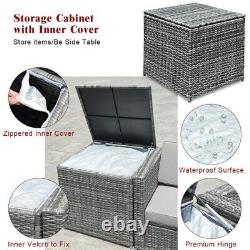 8PCS Outdoor Patio Furniture Sofa Set Rattan Wicker With Storage Cabinet Table