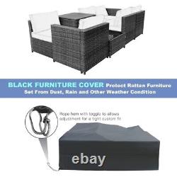 8PCS Outdoor Patio Furniture Sofa Set Rattan Wicker With Storage Cabinet Table