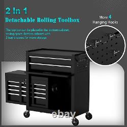 8 Drawer Rolling Tool Chest Set, 2 in 1 Detachable 8 Drawer Tool Chest with Whee