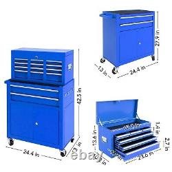 8-Drawer Rolling Tool Chest Steel Combination Set Blue