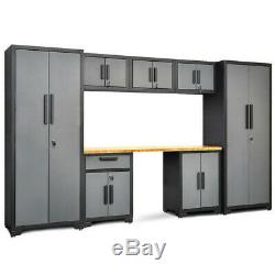 8 Pcs Bamboo Worktop 24 Gauge Garage Storage Cabinet Set TL35121+ WC