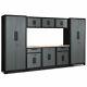 9 Pcs Big Steel Garage Storage Cabinet Set 24 Gauge Rack Shelf With Wooden Worktop