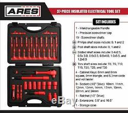 ARES Insulated Electrical Tool Set 37 Piece Screwdriver Ratchet Cabinet Keys