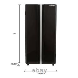 Adjustable 3-Shelf Garage Cabinet 36x72x18 in Black Durable Steel Construction